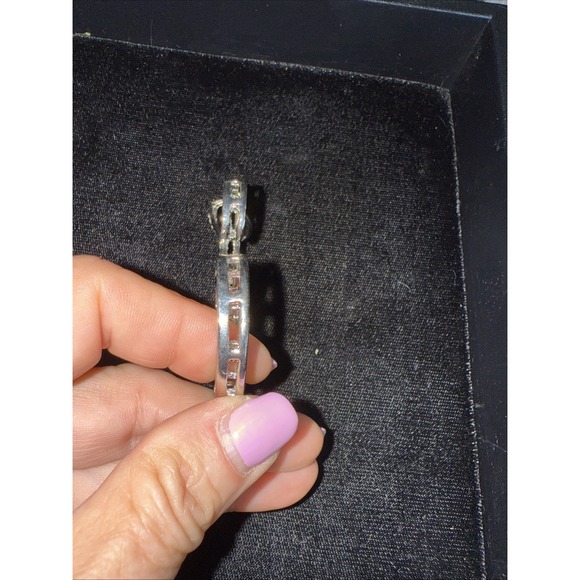 NEW!! Silver Tone CZ Letter Initial "E" Pendant‎ Necklace Key Fob  4383 - Picture 3 of 5